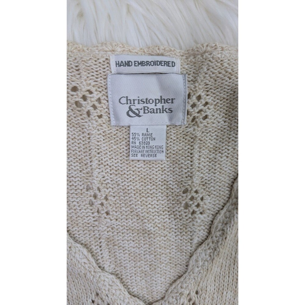 Christopher & Banks Women Size Large Sweater Vest Embroidered Floral GrandmaCore - Picture 5 of 11